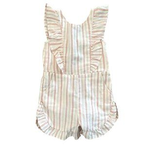 Genuine Kids by OshKosh B’Gosh Pink Striped Romper, Sz 12 months